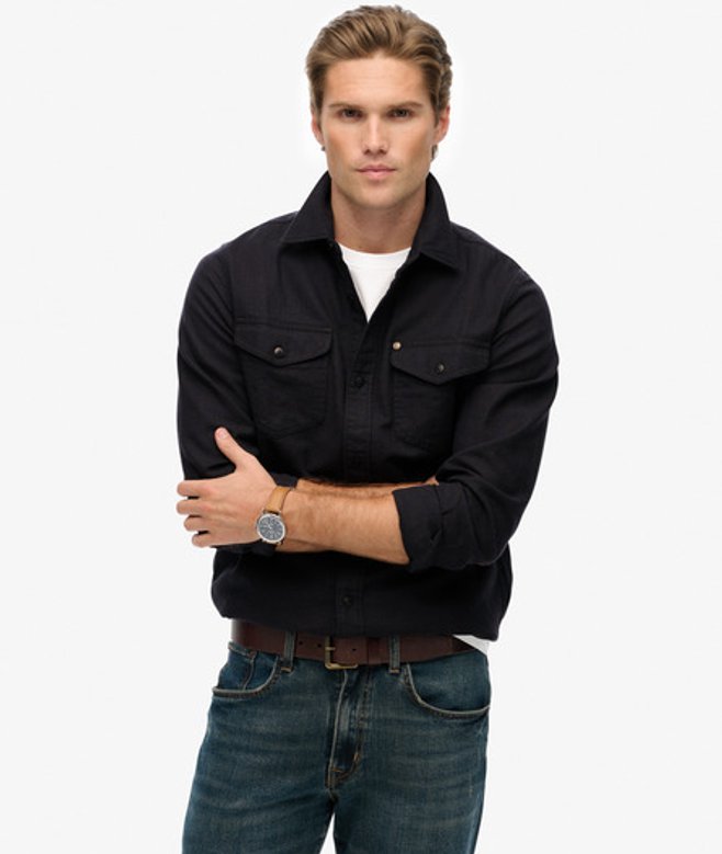 Superdry Herren The Merchant Store - Ranch Hemd Black - Größe: XL 104100950065802A004