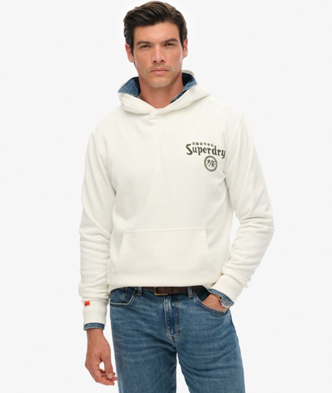 Superdry Tokyo Narrative Hoodie met Losse Pasvorm White