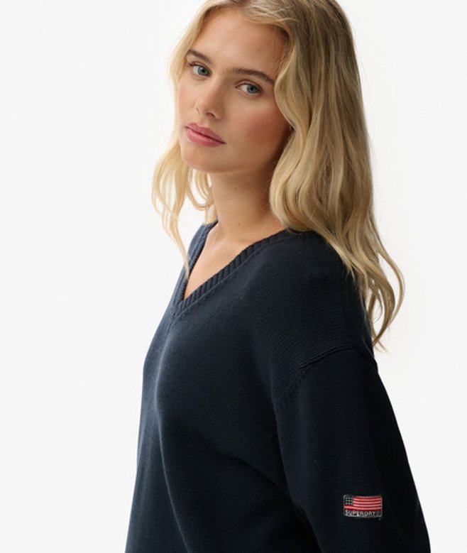 Oversized Trui met V-hals Blauw Grootte: 36 afbeelding