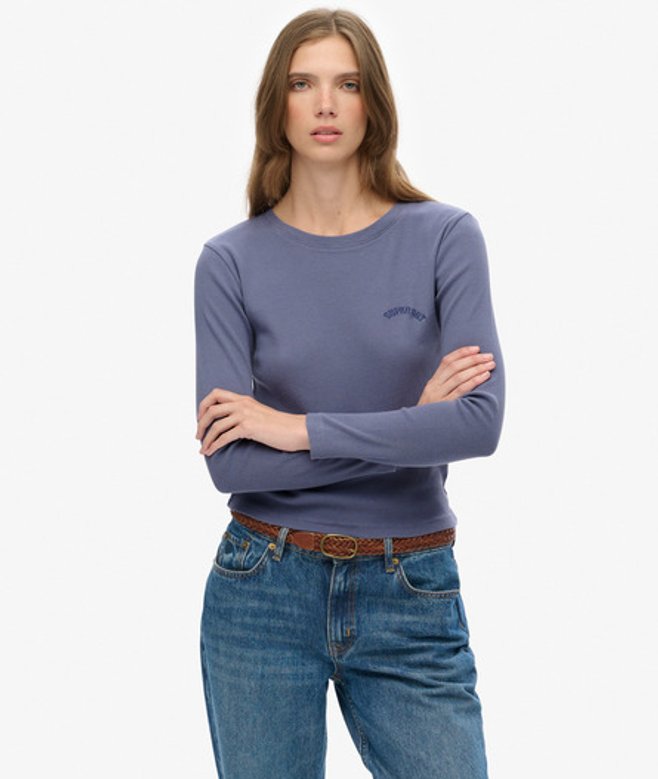 Garment Dyed Athletic Essentials Geribd Topje met Logo Blauw Grootte: 38 afbeelding
