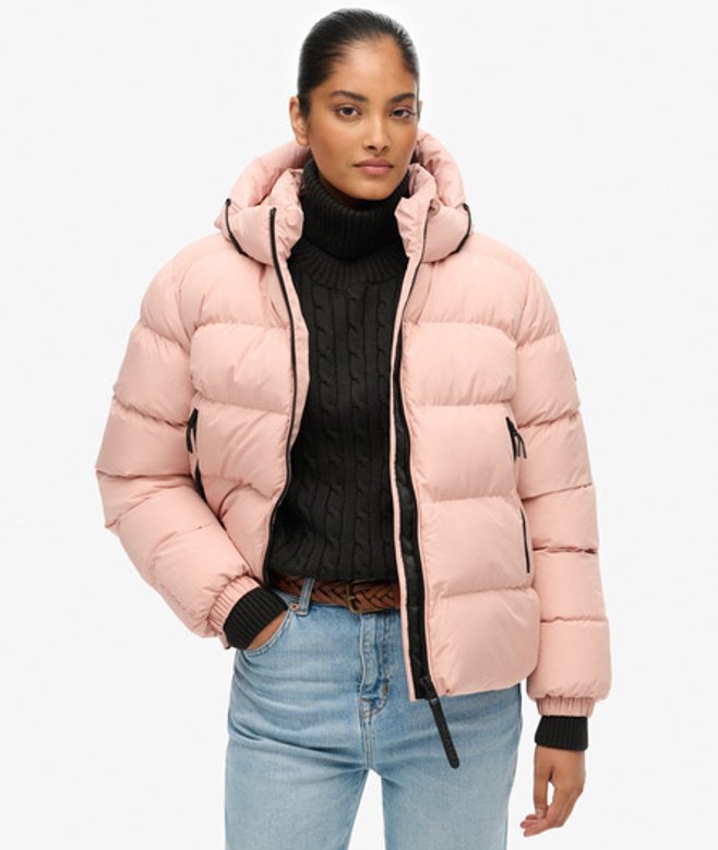 Sportieve Puffer Jas met Capuchon Pink Grootte: 40 afbeelding