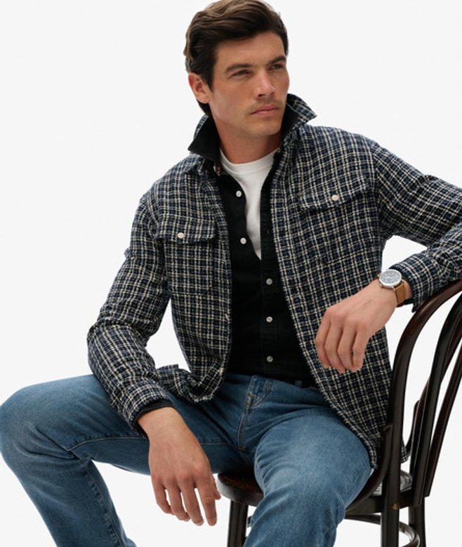 The Merchant Store - Getextureerd Werkoverhemd Dark Blue Grootte: L afbeelding