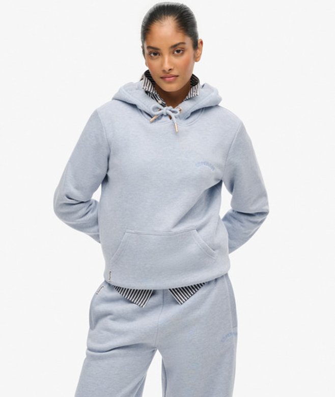 Superdry Essential Hoodie met Geborduurd Logo Light Blue