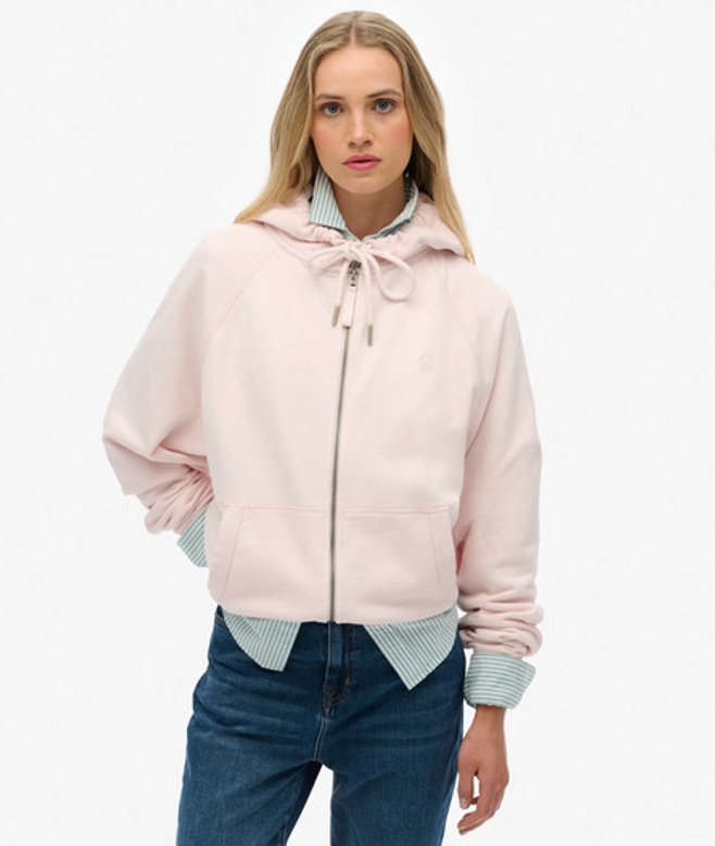 Superdry Women's Studios Relaxed Zip Hoodie Pink / Mauve Morn Pink