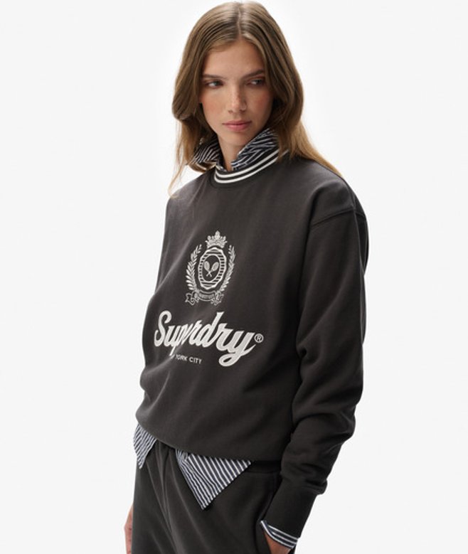 Country Club Ruimvallend Sweatshirt met Ronde Hals Black Grootte: 40 afbeelding