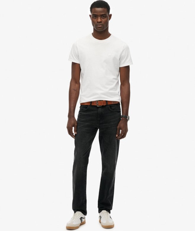 Superdry Vintage Slimfit Jeans van Biologisch Katoen met Rechte Pijpen Black