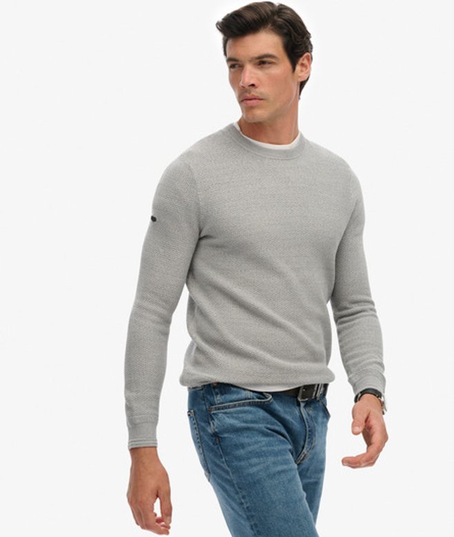 Lichtgewicht Katoenen Trui met Textuur Light Grey Grootte: M afbeelding