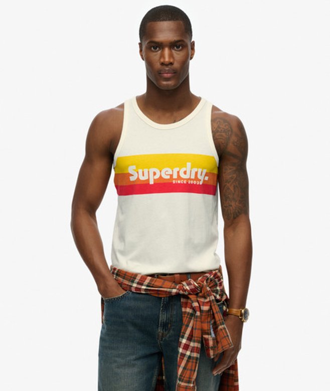 Superdry Cali Striped Logo Tanktop Crème