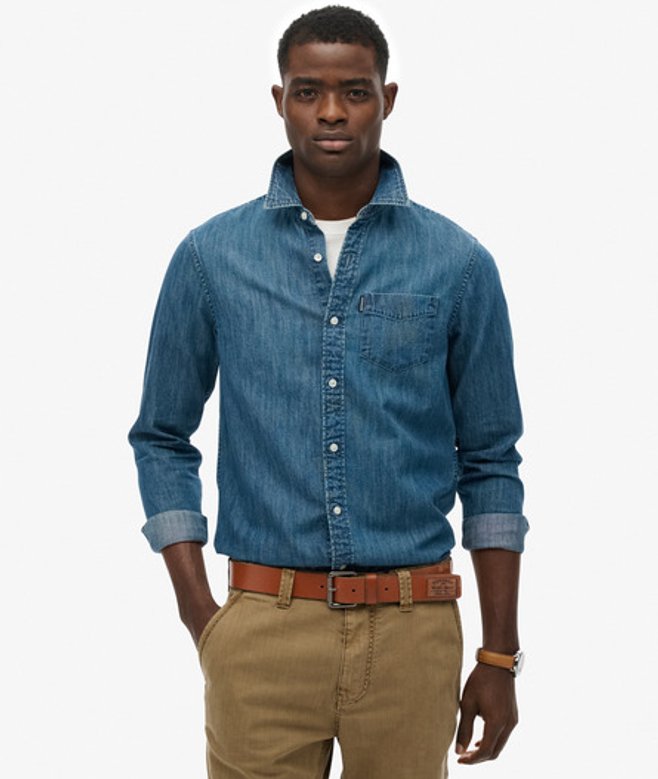 Essential Denim Overhemd met Lange Mouwen Blue Grootte: M afbeelding