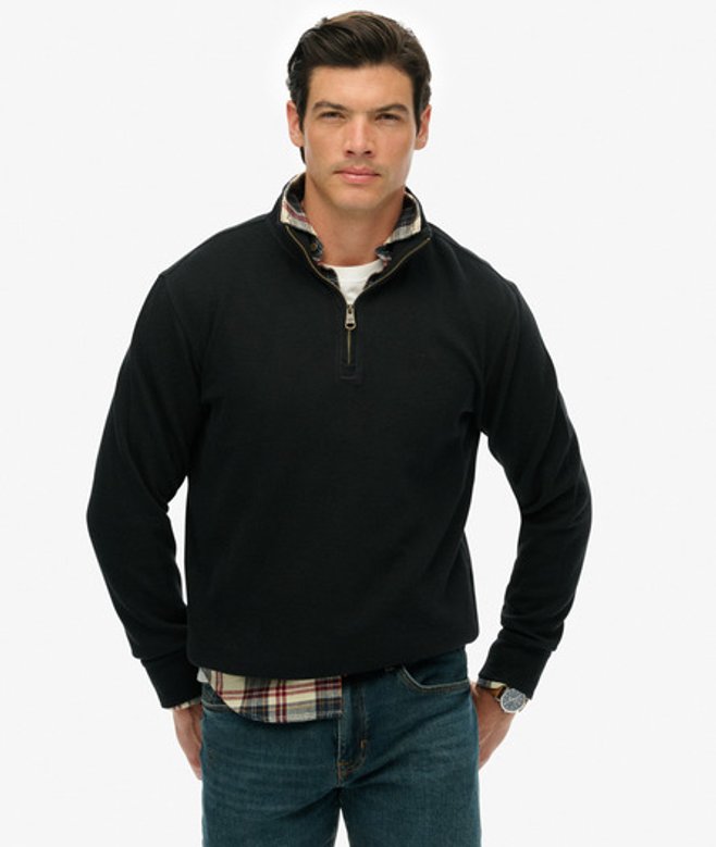 Herren Gerippter Pullover mit Halbem Reißverschluss - Größe: XL - Superdry - Modalova
