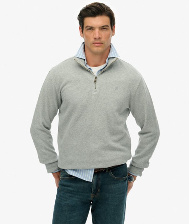Ribtrui met Halve Rits Light Grey Grootte: XL afbeelding