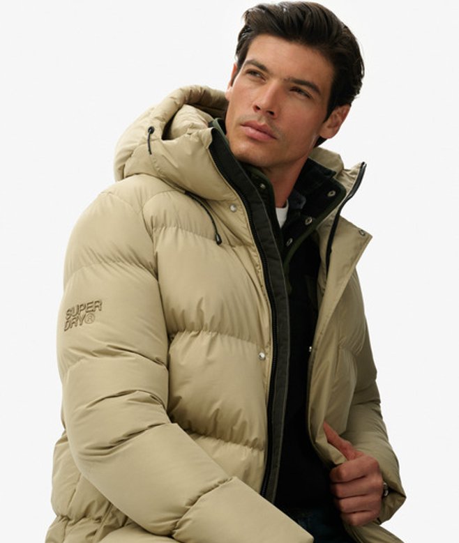 Superdry Herren 5 Baffle Sports Steppjacke mit Kapuze Beige - Größe: L 10202020006289UN003