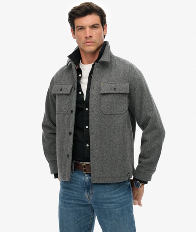 Merchant Visgraat Overshirt Light Grey Grootte: Xxl afbeelding