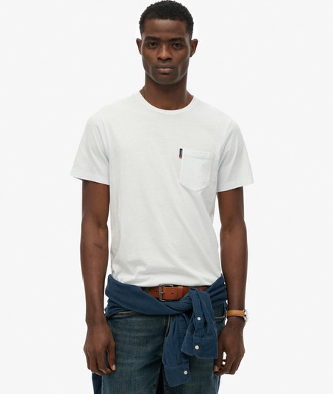 Klassiek Essential T-shirt met Borstzakje Light Blue Grootte: S afbeelding
