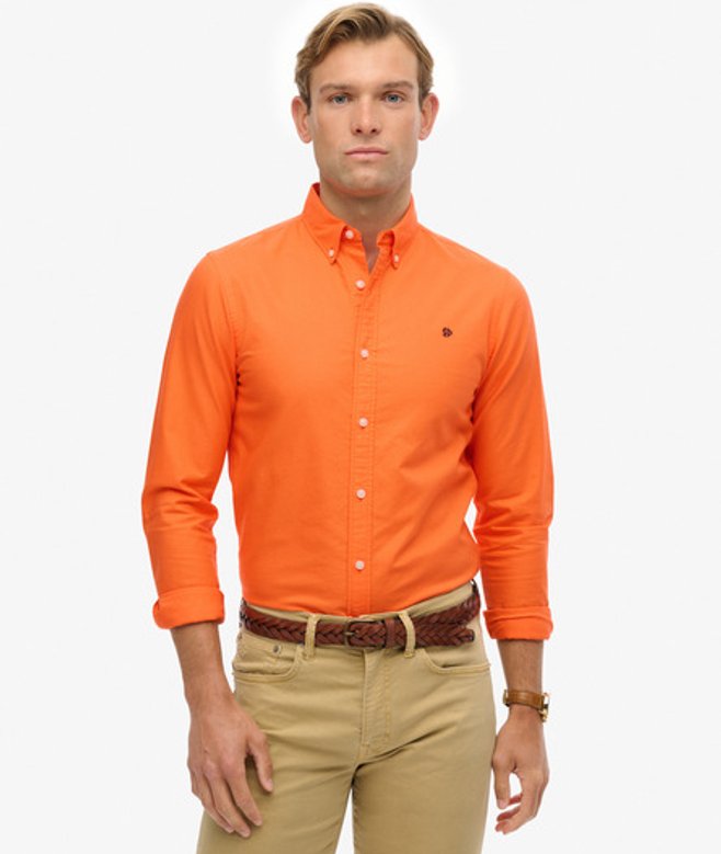 Superdry Klassiek Oxford Overhemd met Lange Mouwen Orange