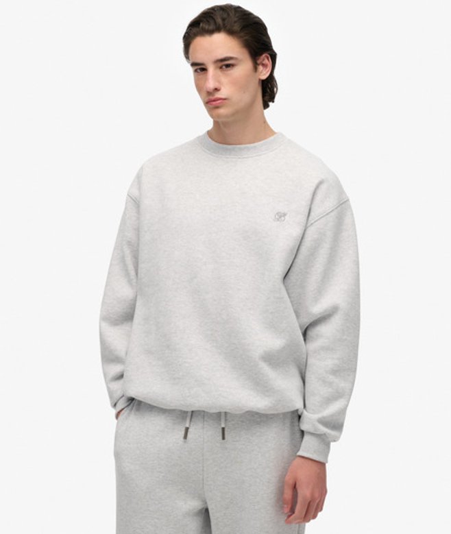Superdry Herren Baumwolle Gesticktes Logo Blank Oversized Crew Sweatshirt, Hellgrau - Größe: M 1040607500868JAR002