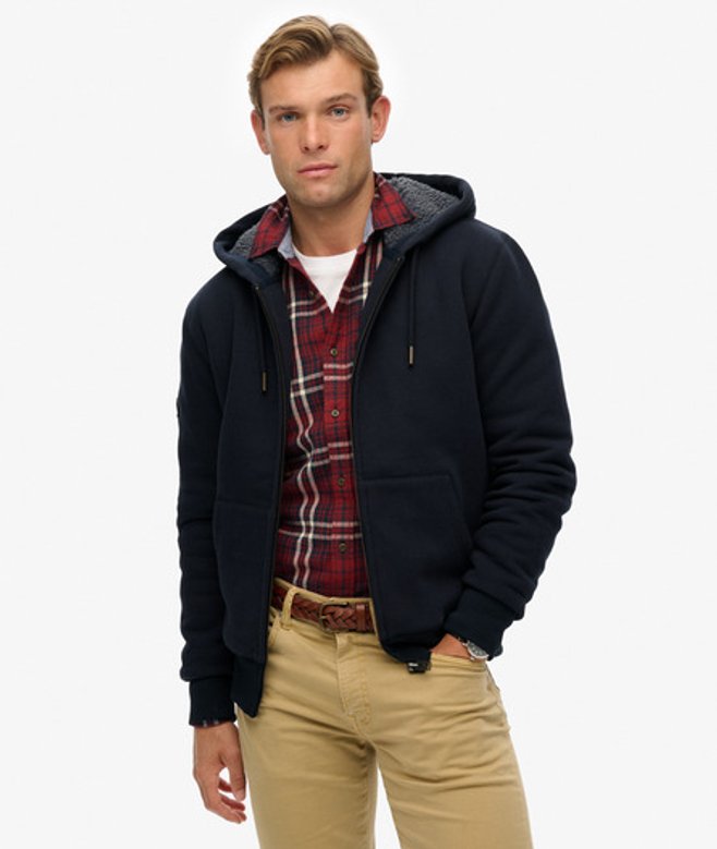 Superdry Borg Gevoerde Zip Hoodie Blauw