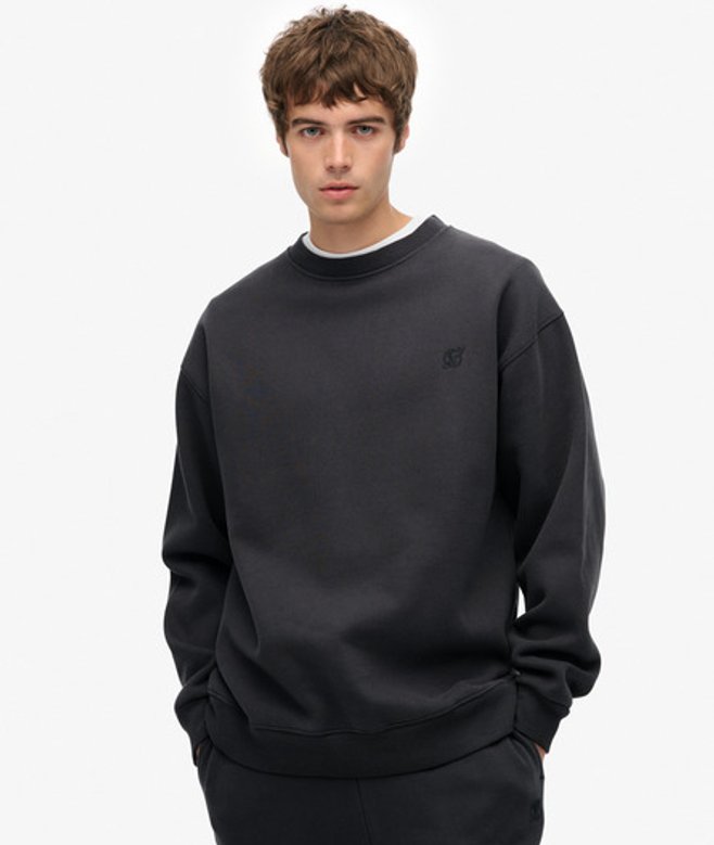 Superdry Blank Oversized Sweatshirt met Ronde Hals Dark Grey