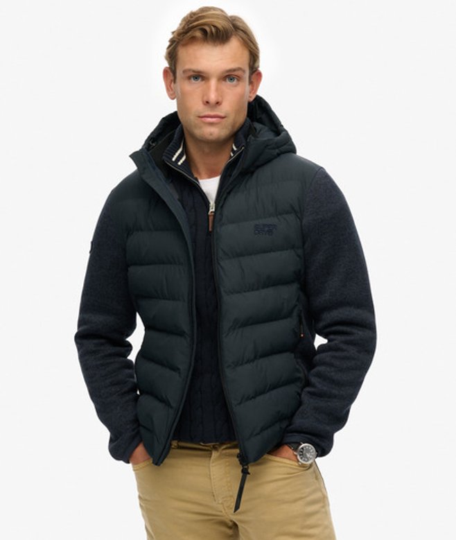Superdry Herren Kapuzen-strickjacke in Hybrid-optik Navy - Größe: M 102020200063498T002