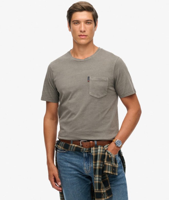 Klassiek Essential T-shirt met Borstzakje Blauw Grootte: L afbeelding
