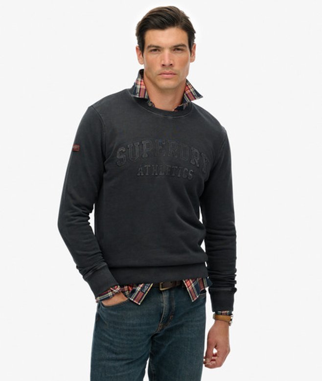 Superdry Athletic Sweatshirt met Reliëfopdruk Black
