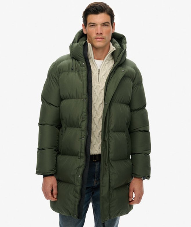Sportieve Puffer Jas Met Capuchon Green Grootte: L afbeelding