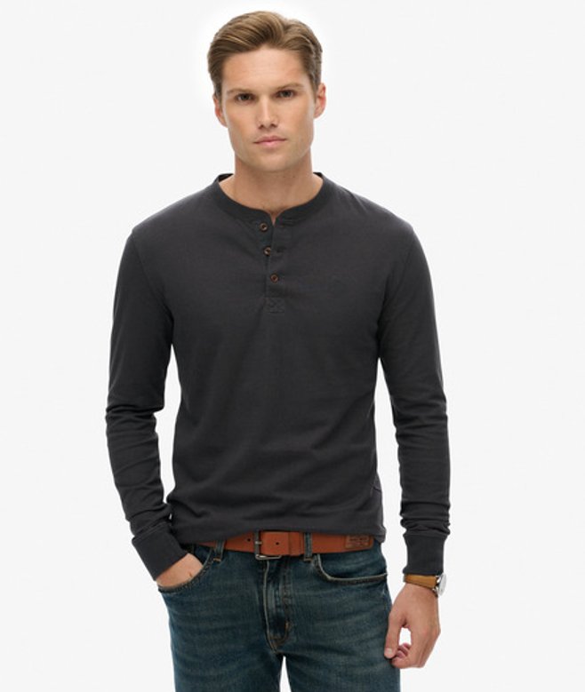 Classic Essential Grandad top Dark Grey Grootte: XL afbeelding