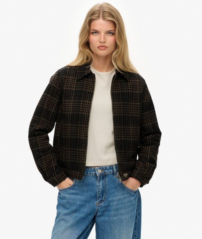 Superdry Women's Checked Ranch Quilted Jacket Brown / Mercantile Brown Check