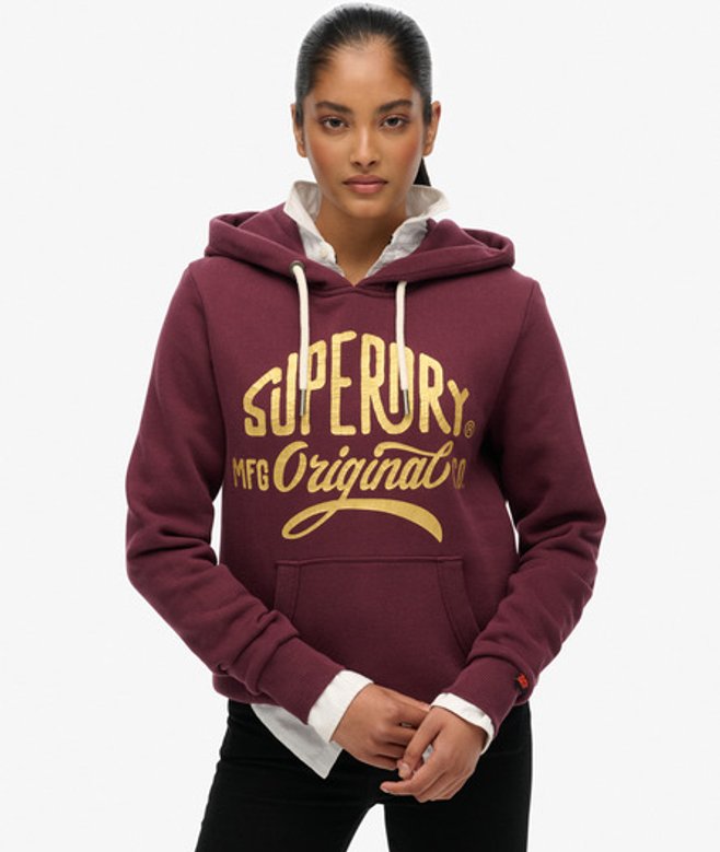 Superdry Mfg Original Metallic Hoodie Purple