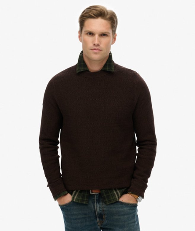 Lichtgewicht Katoenen Trui met Textuur Brown Grootte: XL afbeelding