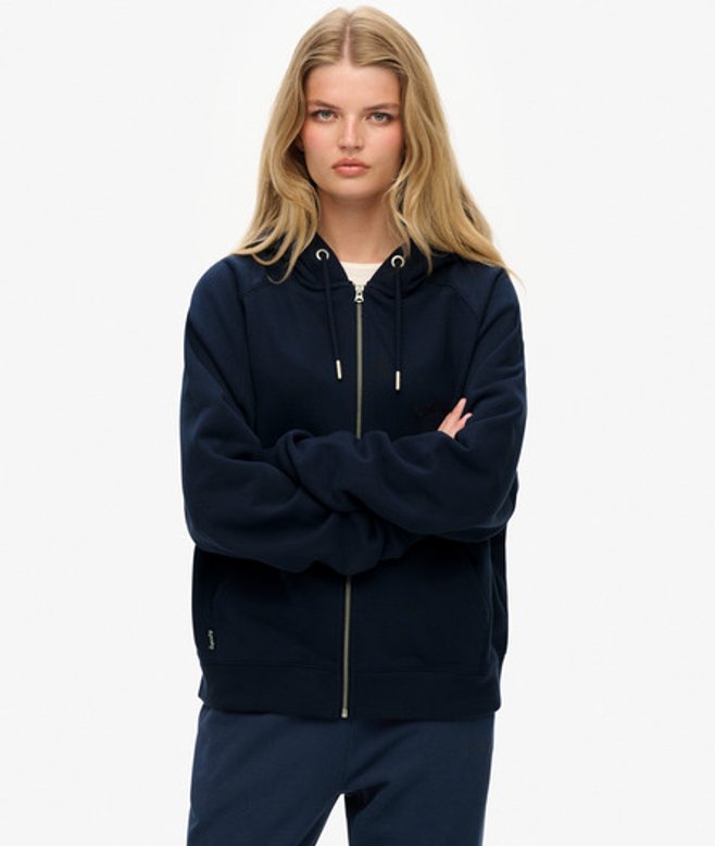 Superdry Essential Logo Raglan Zip Hoodie Blauw