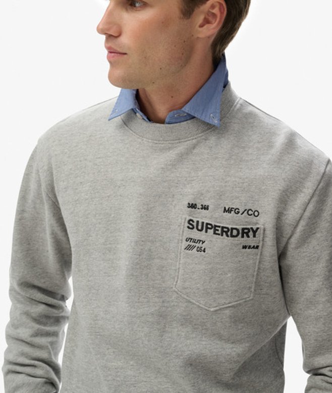 Superdry Men's Utility Loose Sweatshirt Grey / Athletic Grey Marl