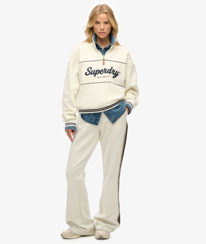 Superdry Damen Studios Stripe Gerade Jogginghose White - Größe: 38 212353110026771D017