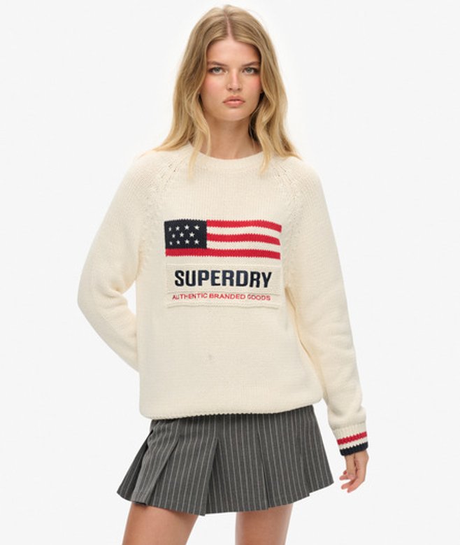 Americana Crew Gebreide Trui Crème Grootte: 36 afbeelding