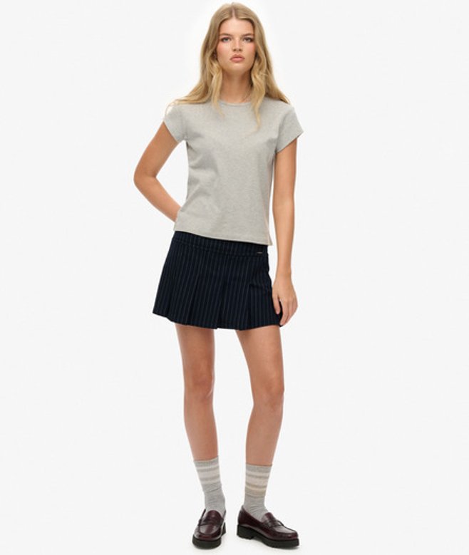 Krijtstreep Plooirok Mini Blue Grootte: 42 afbeelding