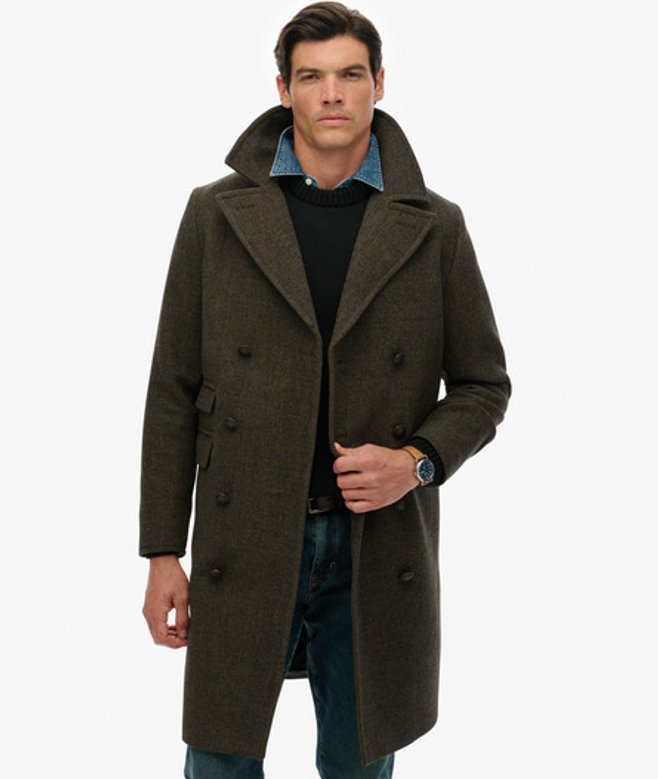 The Merchant Store - Wollen Lange Jas Brown Grootte: M afbeelding