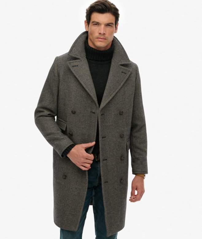 The Merchant Store - Wollen Lange Jas Black Grootte: S afbeelding