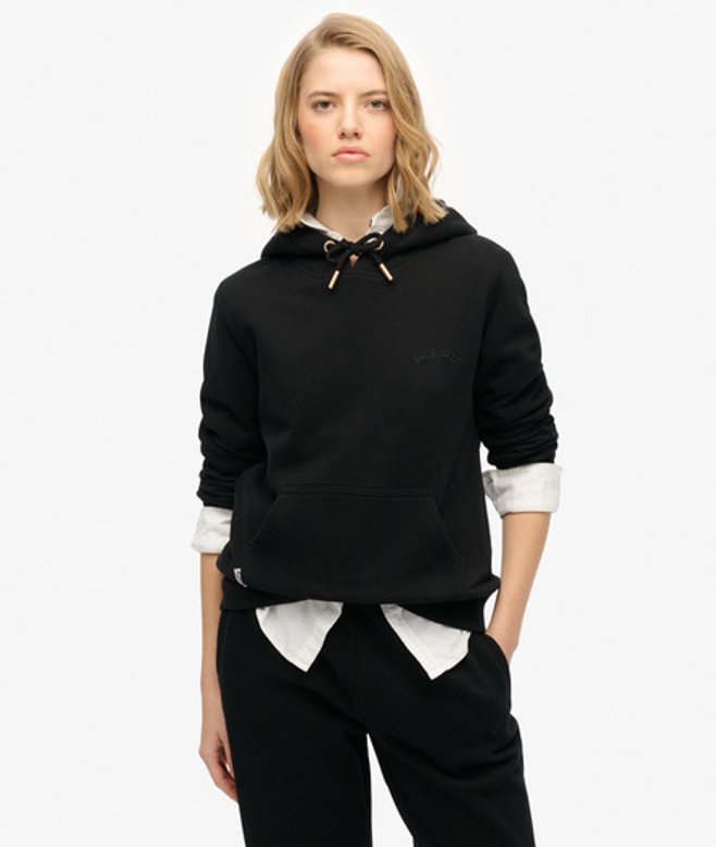 Superdry Essential Hoodie met Geborduurd Logo Black