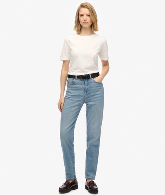 Mom-jeans van Biologisch Katoen met Hoge Taille Blue Grootte: 26/32 afbeelding