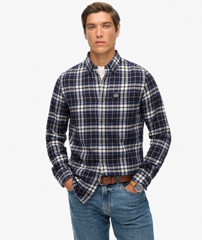 Superdry Katoenen Lumberjack Overhemd met Lange Mouwen Blue