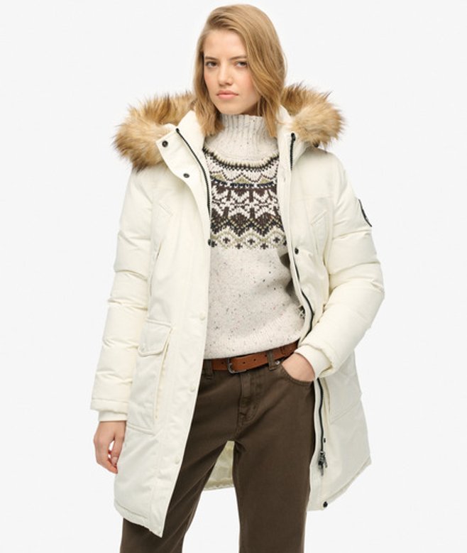 Damen Everest Parka mit Kunstfellbesatz - Größe: 42 - Superdry - Modalova