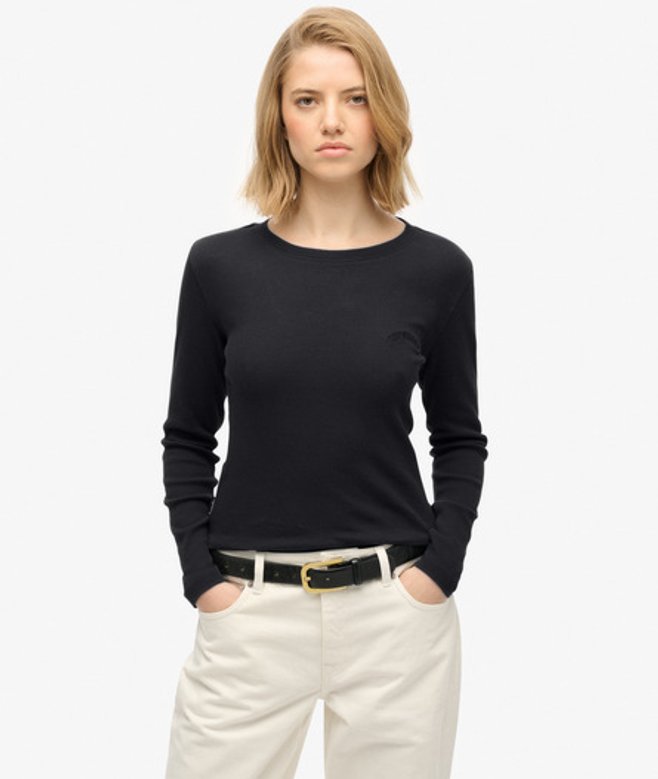 Garment Dyed Athletic Essentials Geribd Topje met Logo Black Grootte: 44 afbeelding