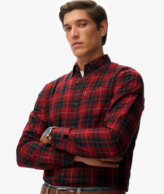 Vintage Check Overhemd Red Grootte: XL afbeelding