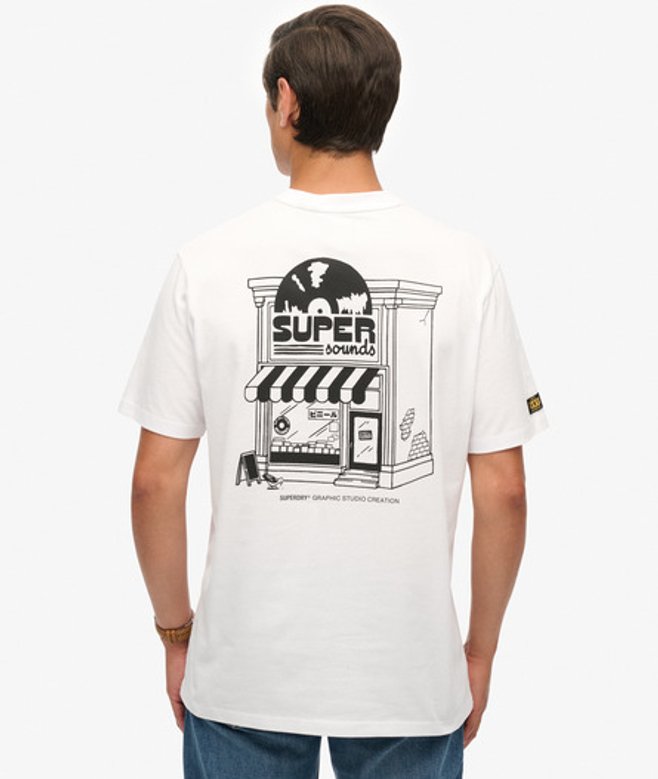 Oversized Record Label T-shirt White Grootte: M afbeelding