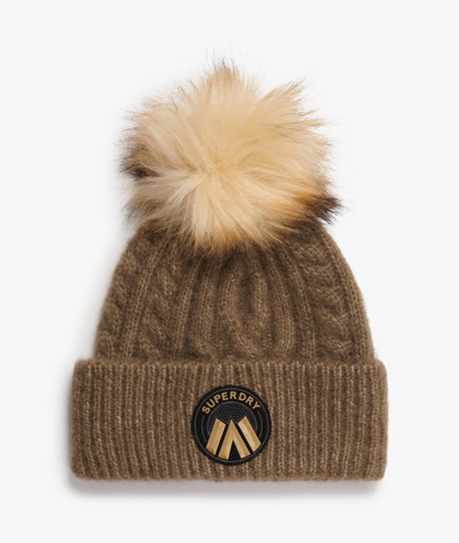 Luxe Gebreide Beanie met Kabelpatroon Khaki Grootte: 1SIZE afbeelding