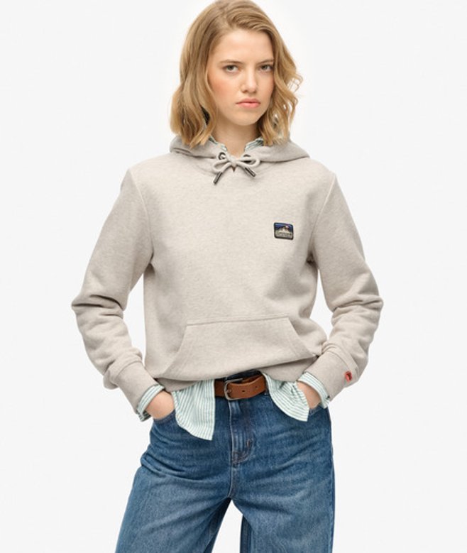 Superdry Great Outdoors Hoodie met Borduursel Beige