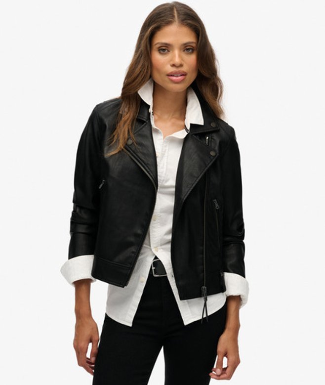 Klassieke Biker van Imitatieleer Black Grootte: 38 afbeelding