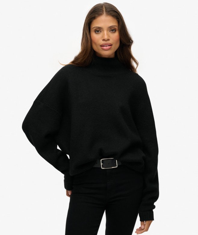 Slouchy Trui met Hoge Hals Black Grootte: 40 afbeelding