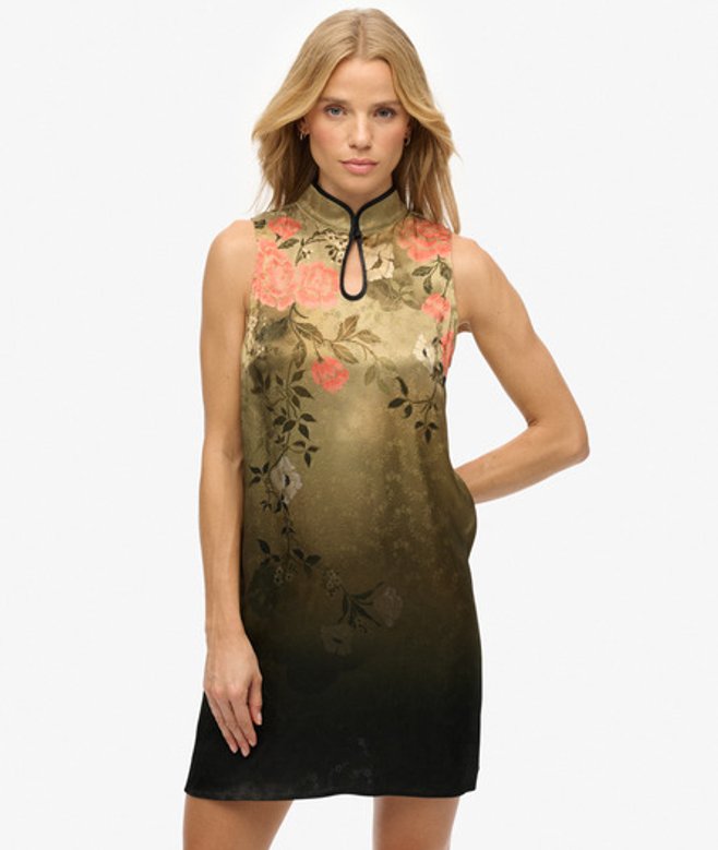 Jacquard A-lijn Minijurk Khaki Grootte: 44 afbeelding