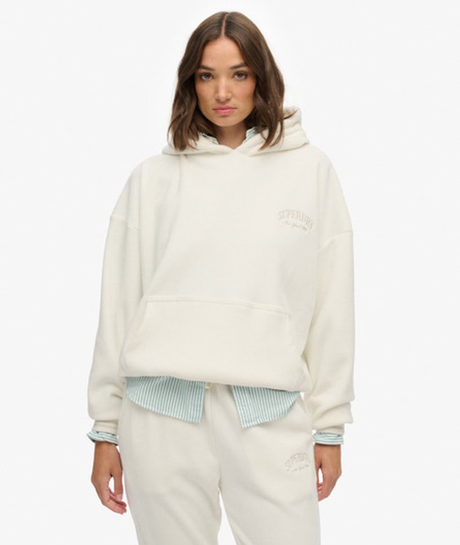 Country Club Velour Relaxed Hoodie White Grootte: 36 afbeelding